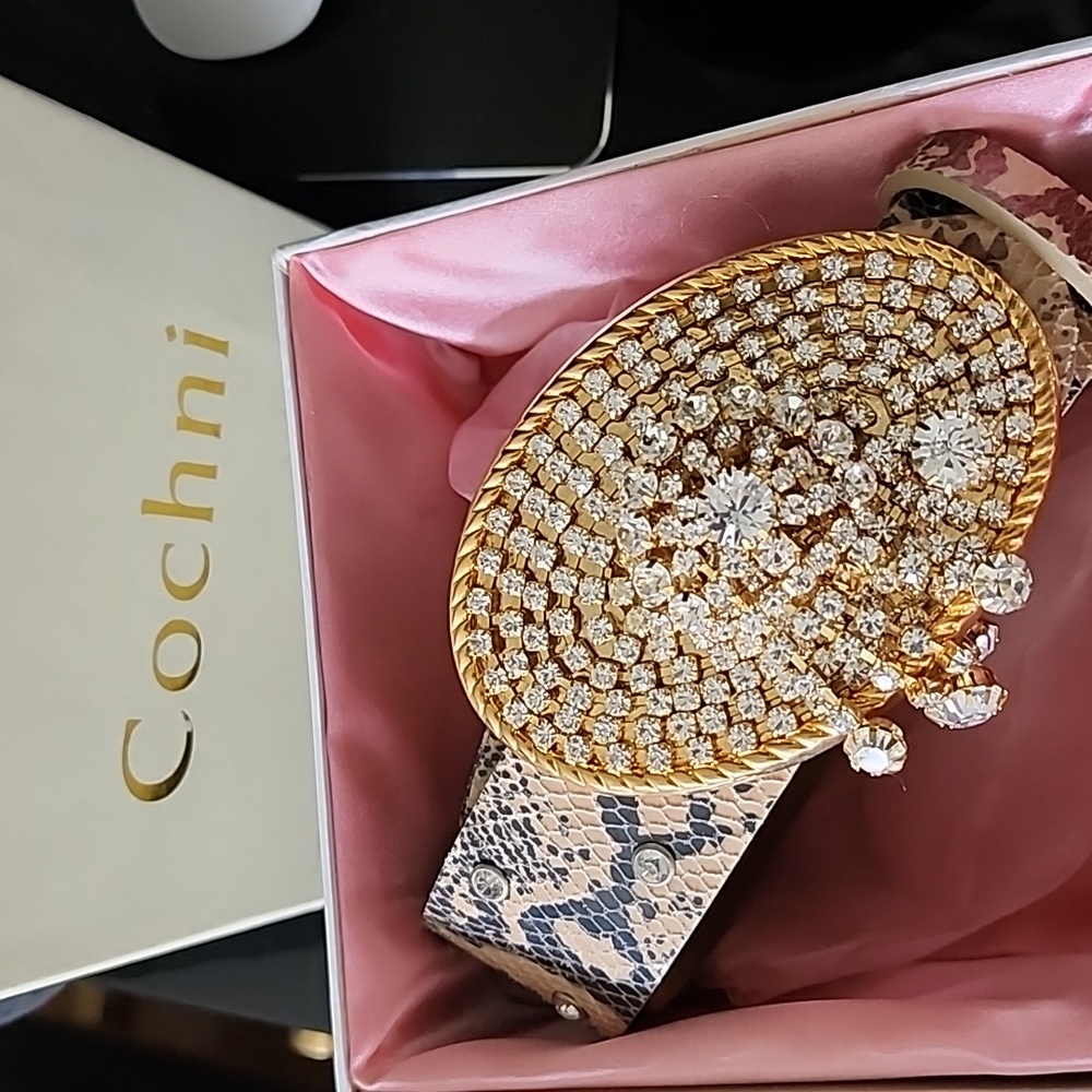 Cochni Python Gold Rhinestone Belt. NEW!